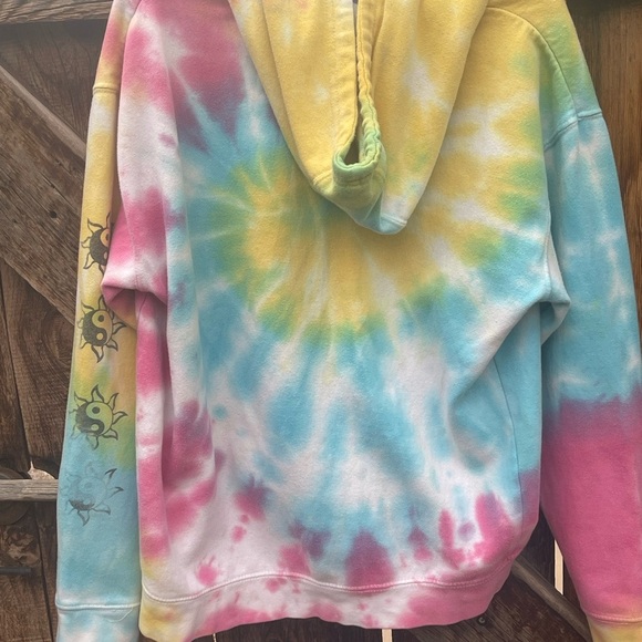 Tie-Dye Smiley Hoodie - Pink, Blue, Yellow - Picture 5 of 10